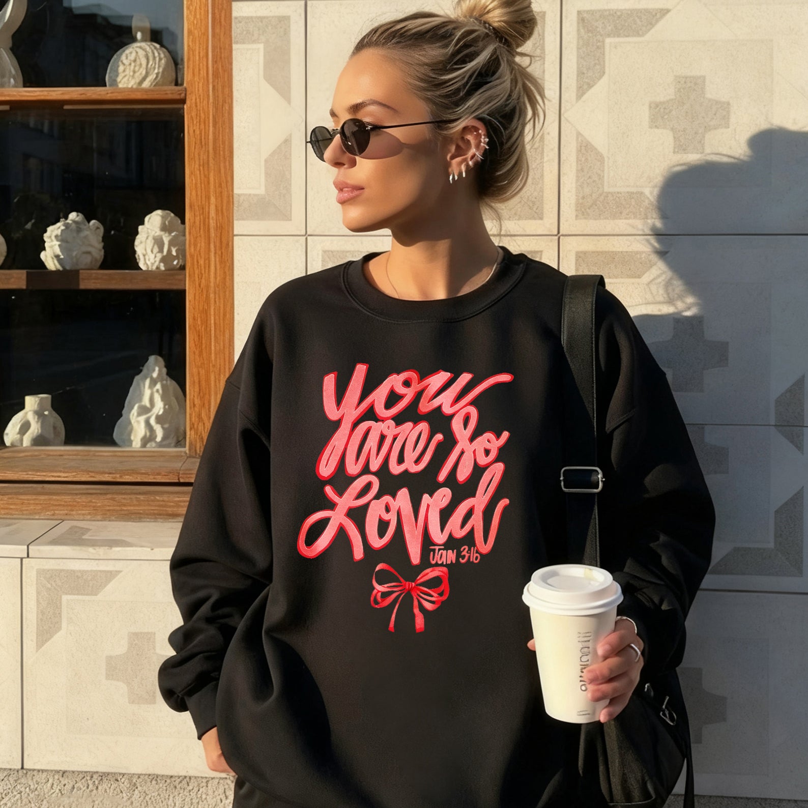 You are so Loved Bow Unisex Cotton Sweatshirt