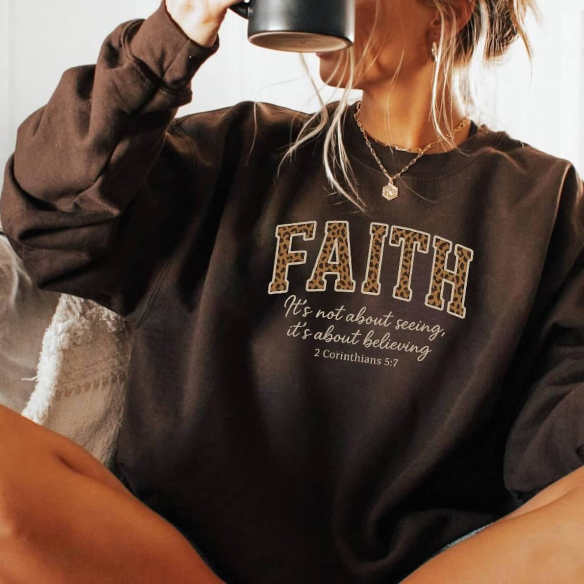 Faith Bible Verse Unisex Cotton Sweatshirt