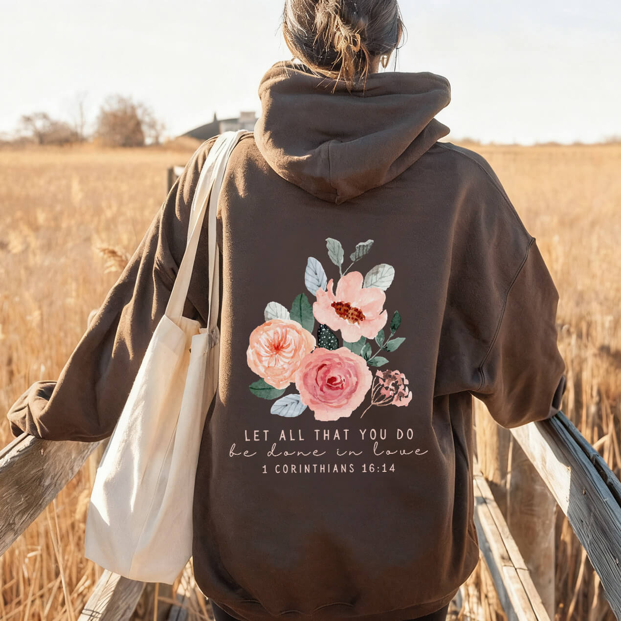 Watercolor Floral Design Christian Unisex Cotton Hoodie