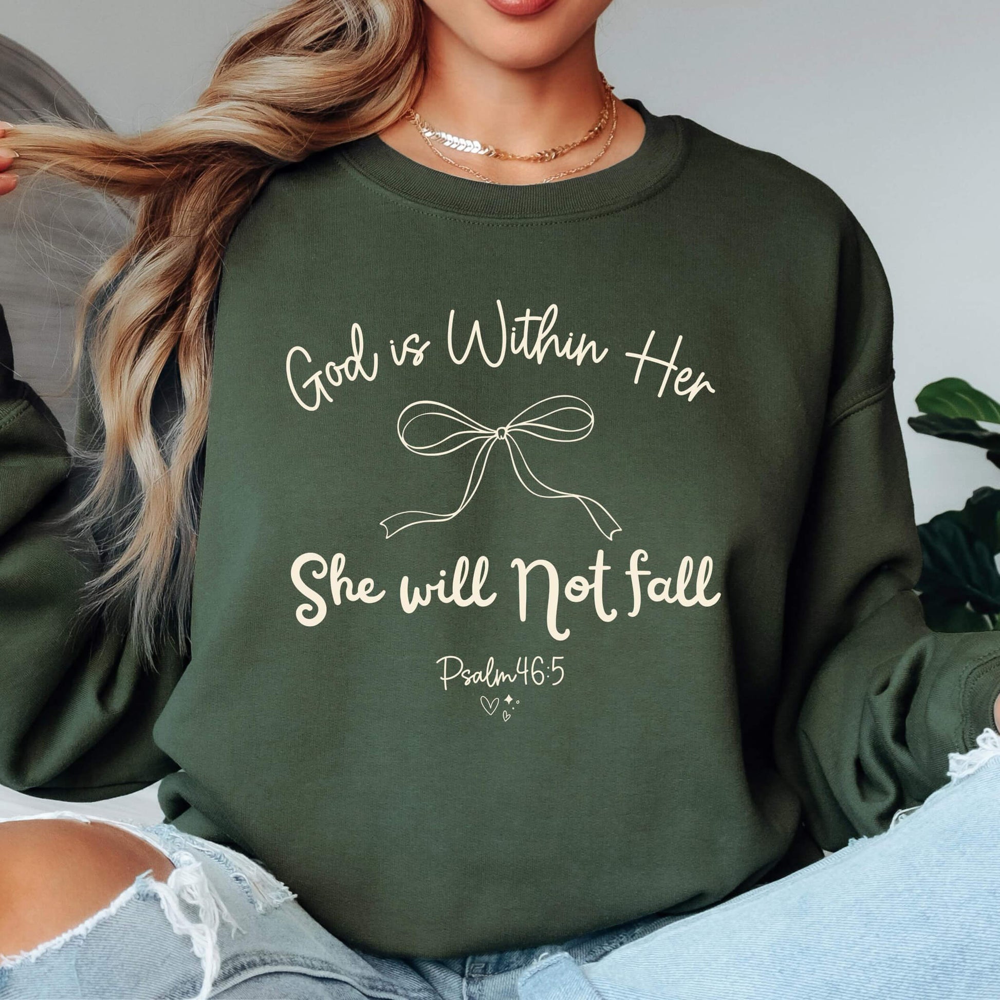 God is Within Her She Will Not Fall Psalm 46:5 Unisex Cotton Sweatshirt