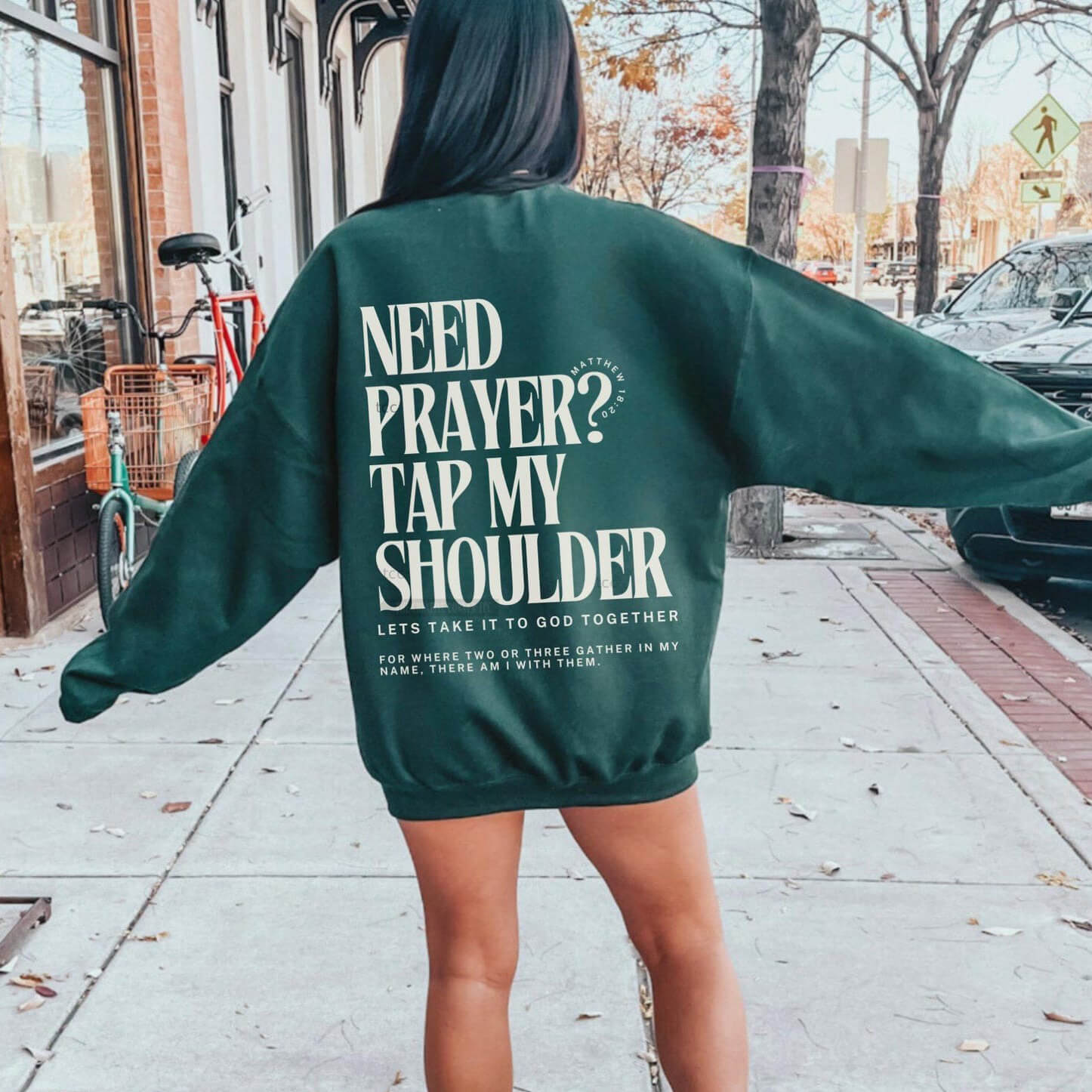 Need Prayer Tap My Shoulder Unisex Cotton Sweatshirt
