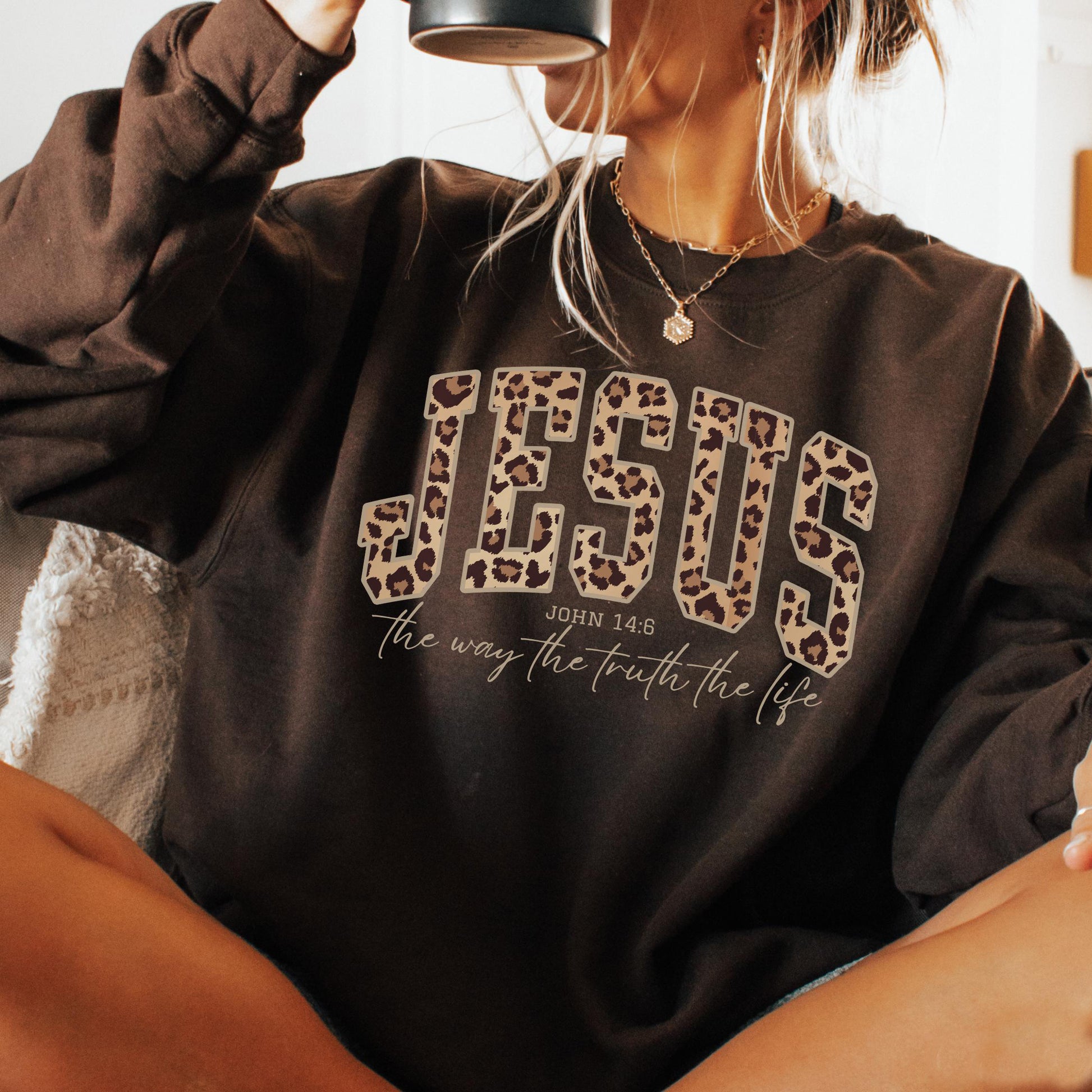 Cheetah Print Bible Verse Unisex Cotton Sweatshirt