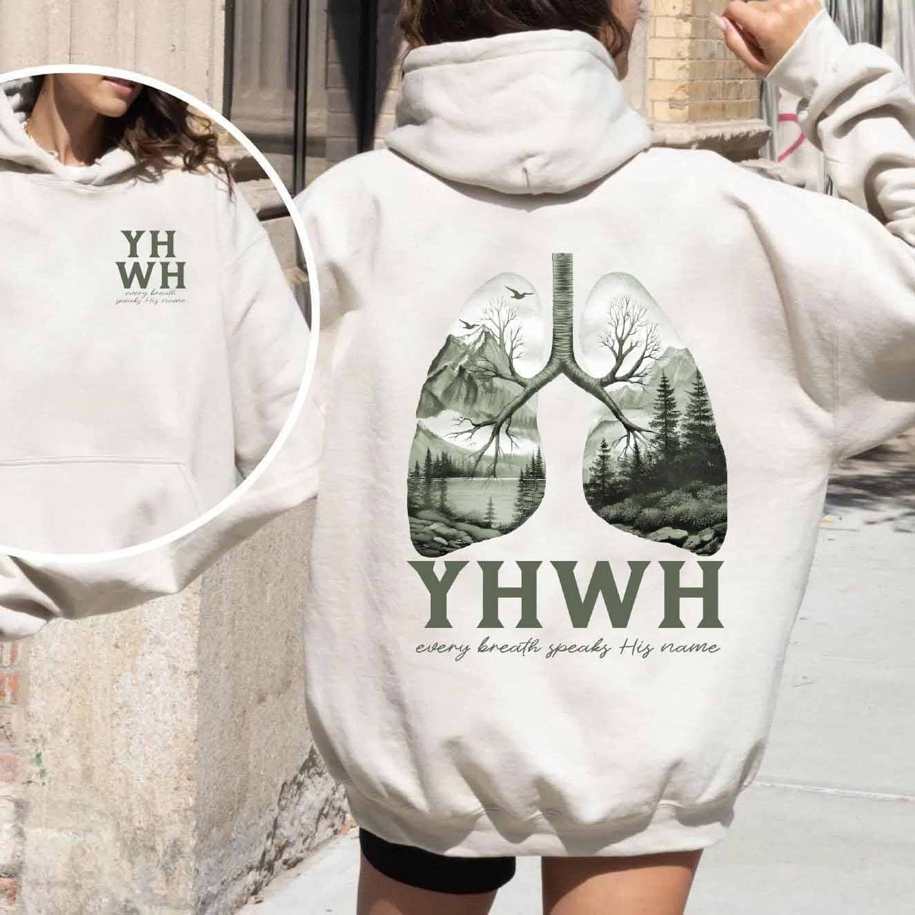YHWH Lungs Christian Unisex Cotton Hoodie