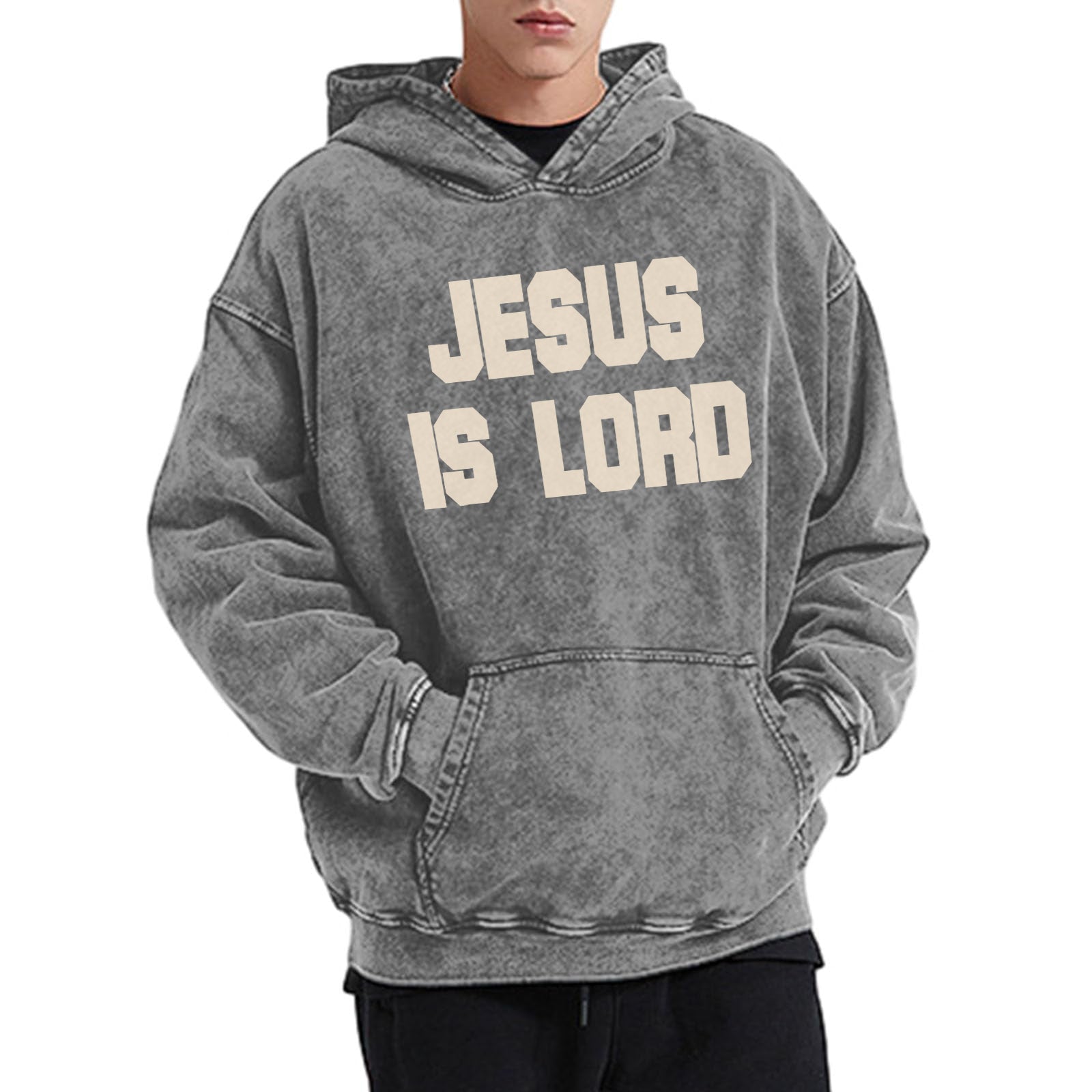 Jesus Is Lord Retro Unisex Washed Hoodie