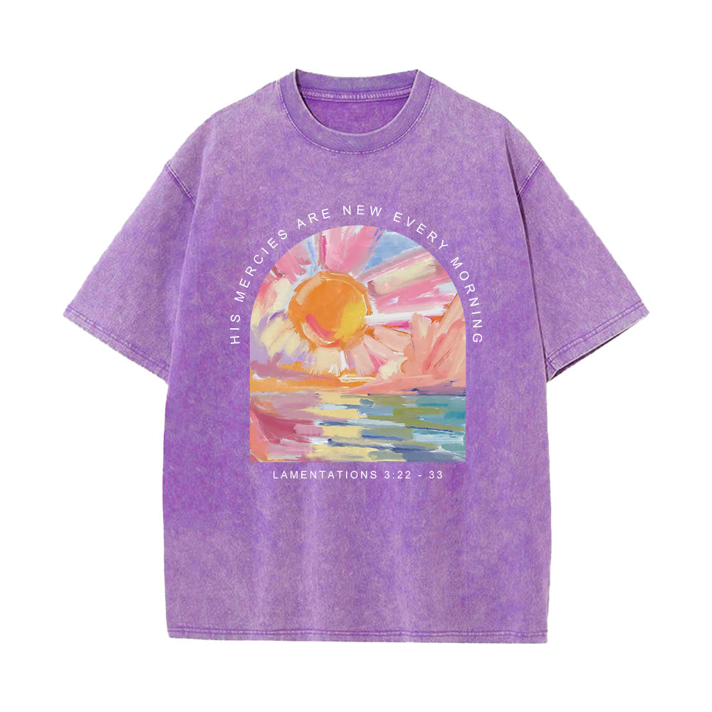 His Mercies Are New Every Morning Bible Verse Unisex Washed T-shirt