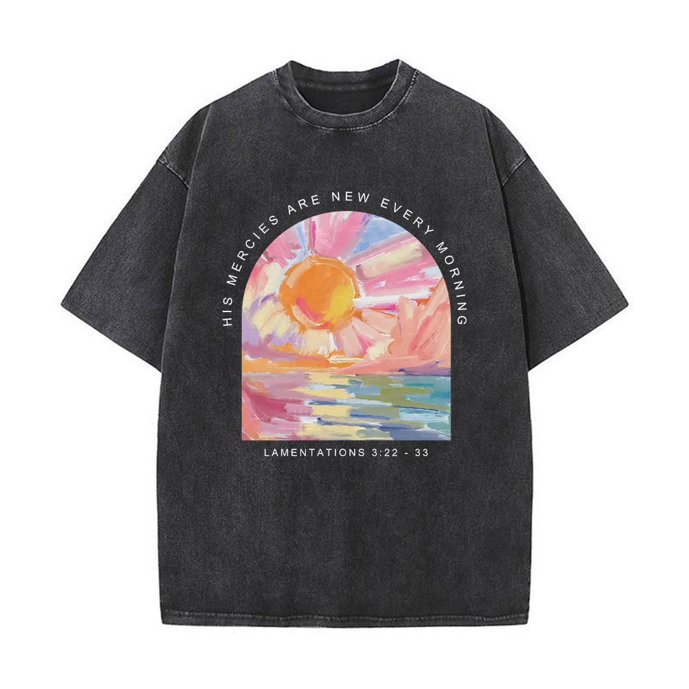 His Mercies Are New Every Morning Bible Verse Unisex Washed T-shirt