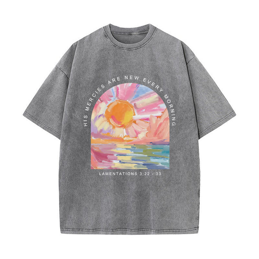 His Mercies Are New Every Morning Bible Verse Unisex Washed T-shirt