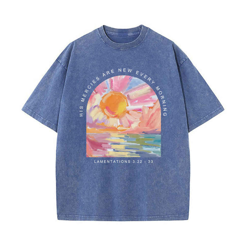 His Mercies Are New Every Morning Bible Verse Unisex Washed T-shirt