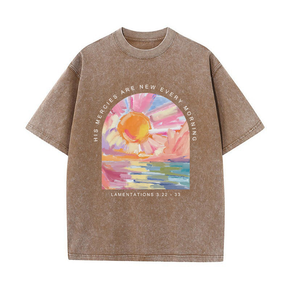 His Mercies Are New Every Morning Bible Verse Unisex Washed T-shirt