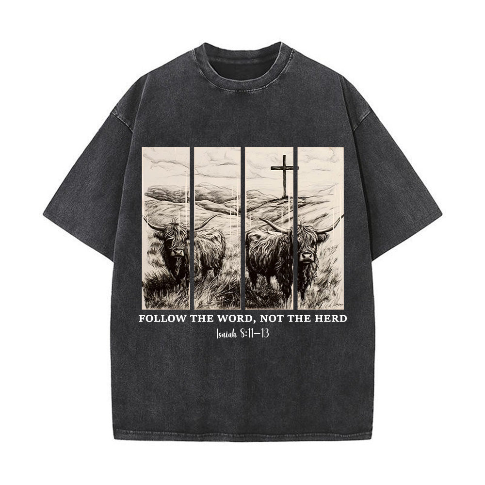 Follow the Word not the Herd Unisex Washed T-shirt