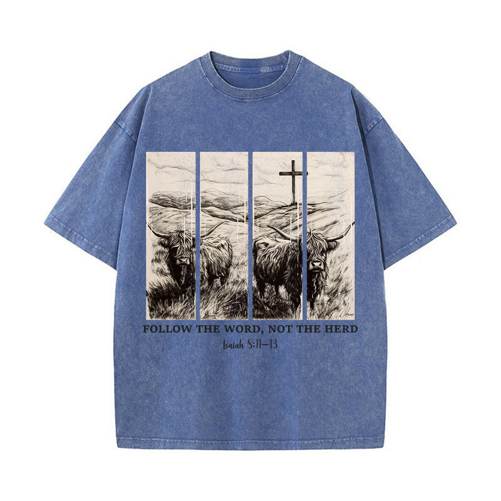 Follow the Word not the Herd Unisex Washed T-shirt
