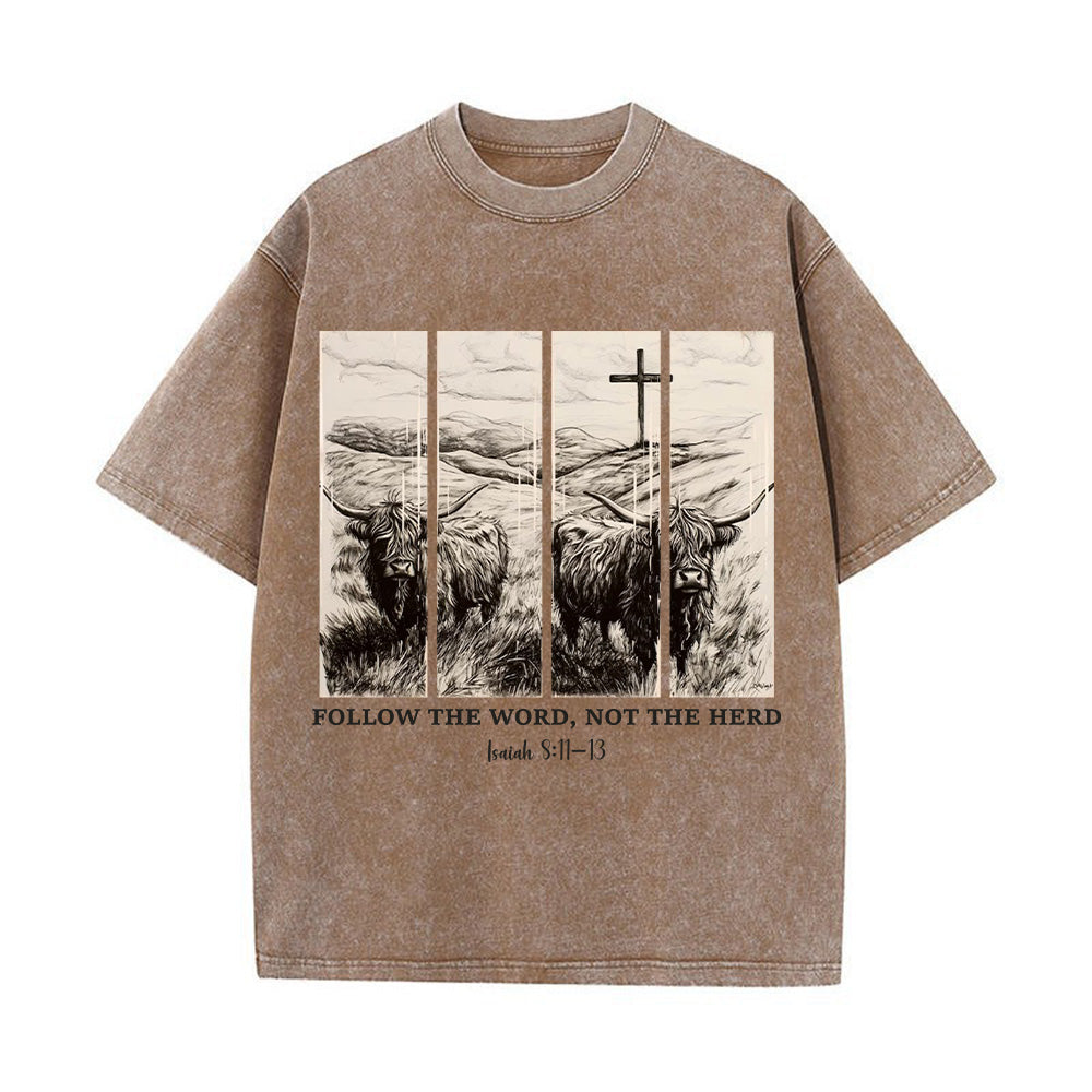 Follow the Word not the Herd Unisex Washed T-shirt