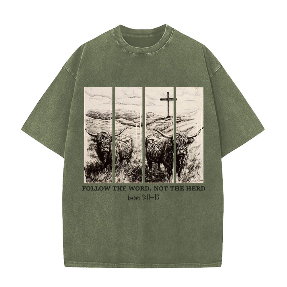 Follow the Word not the Herd Unisex Washed T-shirt