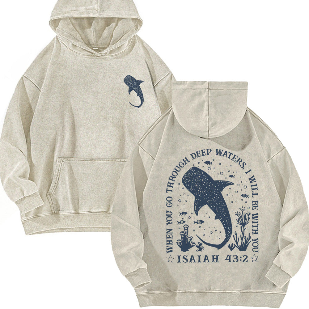 Christian Whale Shark Unisex Washed Hoodie