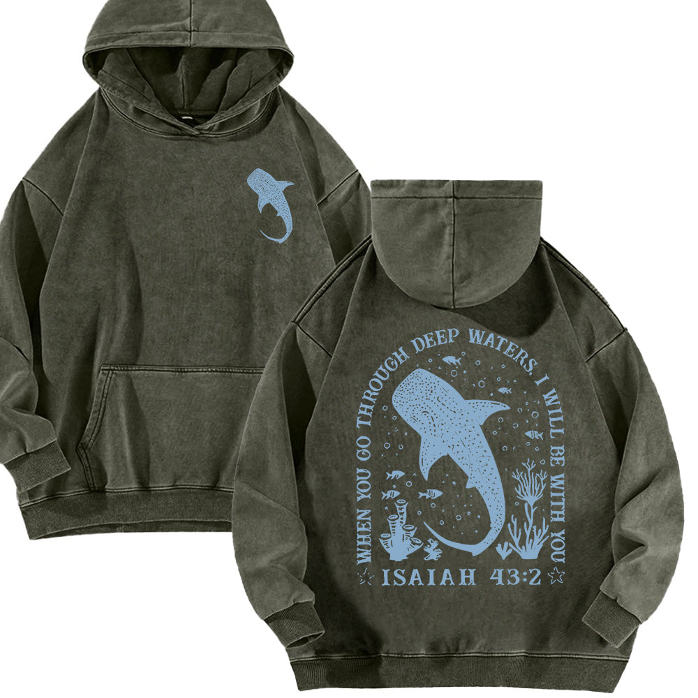 Christian Whale Shark Unisex Washed Hoodie