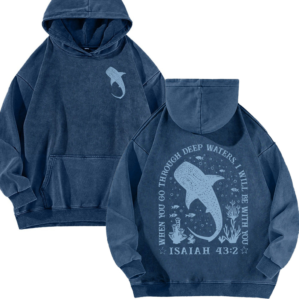 Christian Whale Shark Unisex Washed Hoodie