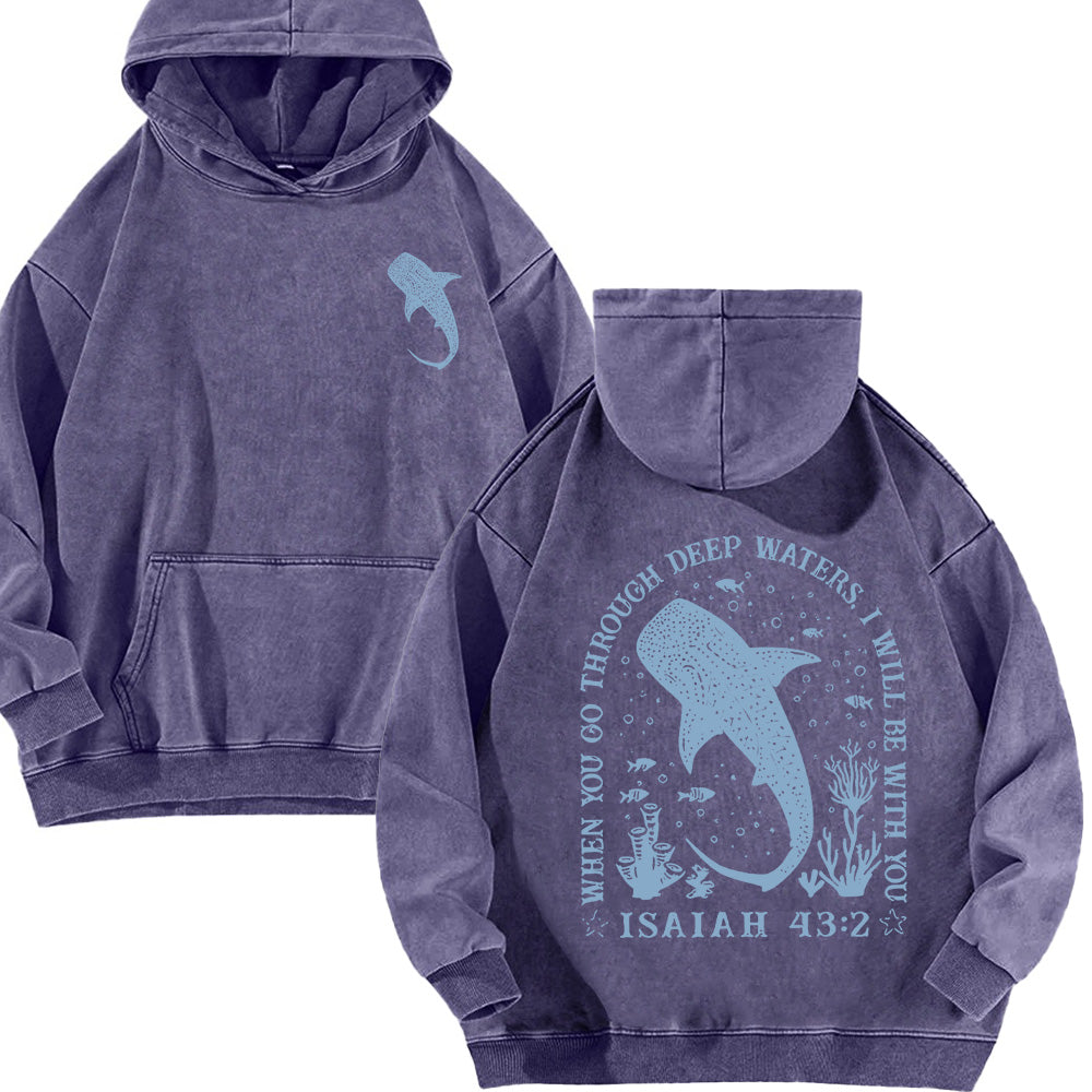 Christian Whale Shark Unisex Washed Hoodie