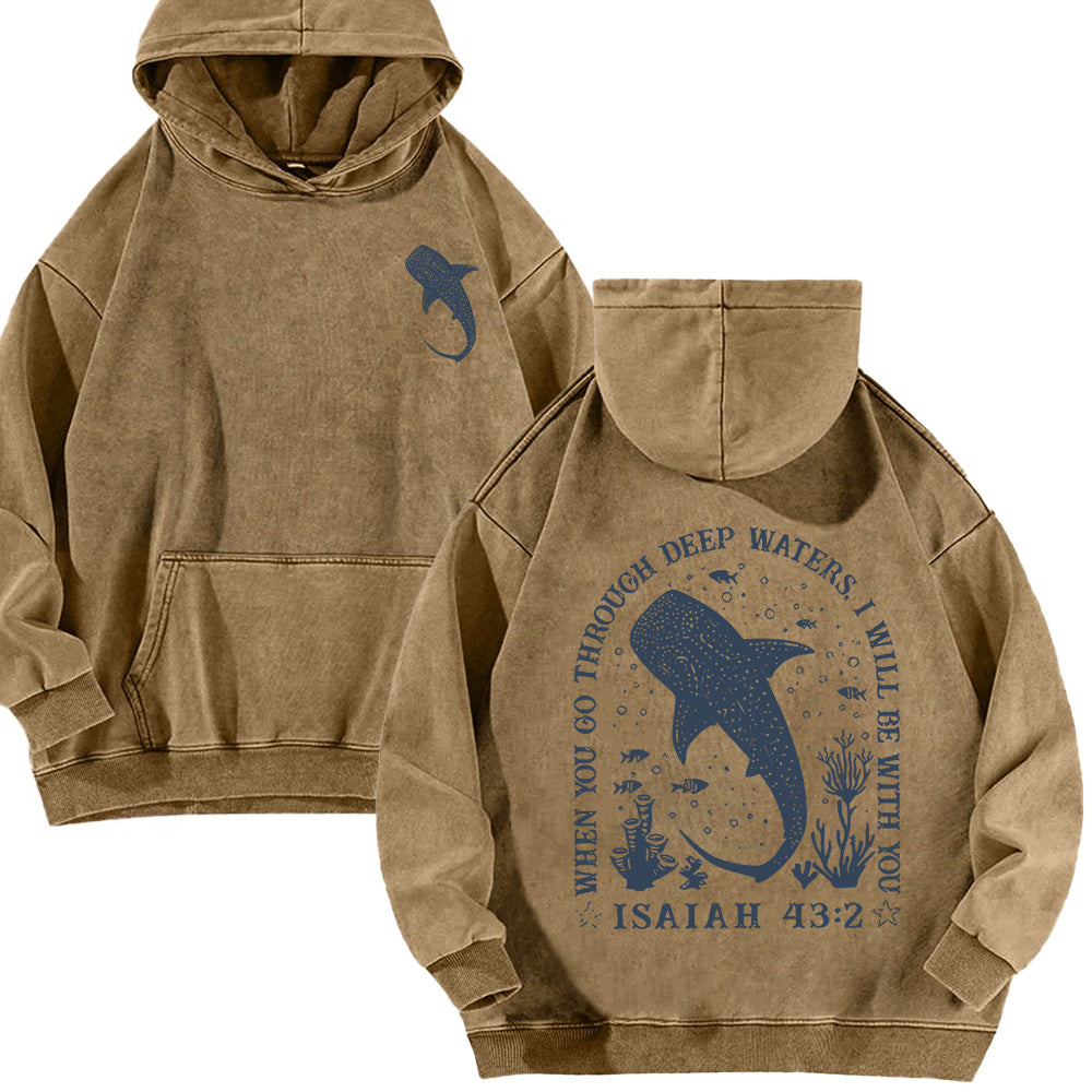 Christian Whale Shark Unisex Washed Hoodie