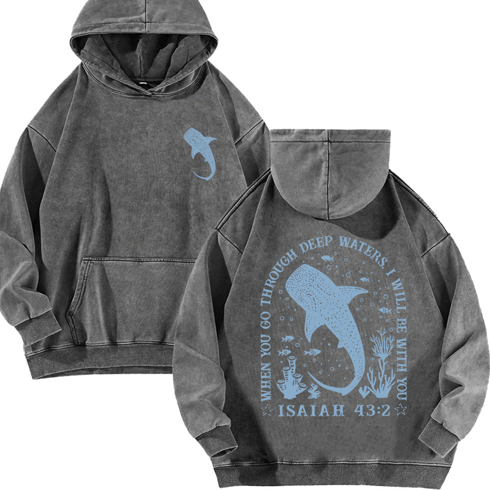 Christian Whale Shark Unisex Washed Hoodie