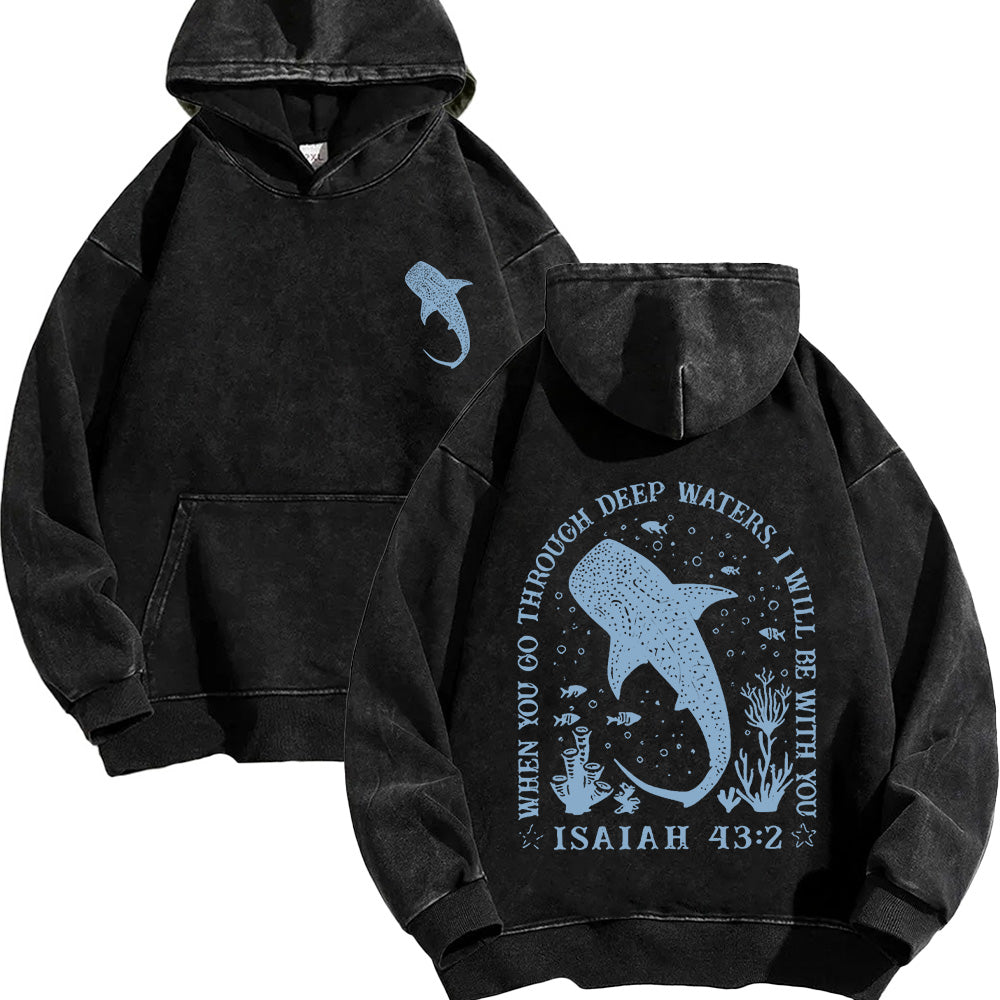 Christian Whale Shark Unisex Washed Hoodie