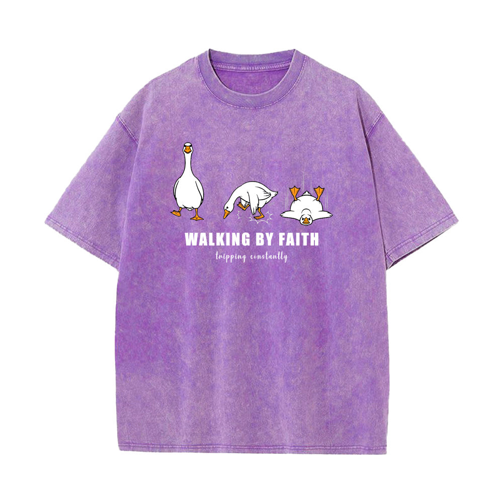 Walking By Faith Tripping Constantly Unisex Washed T-shirt