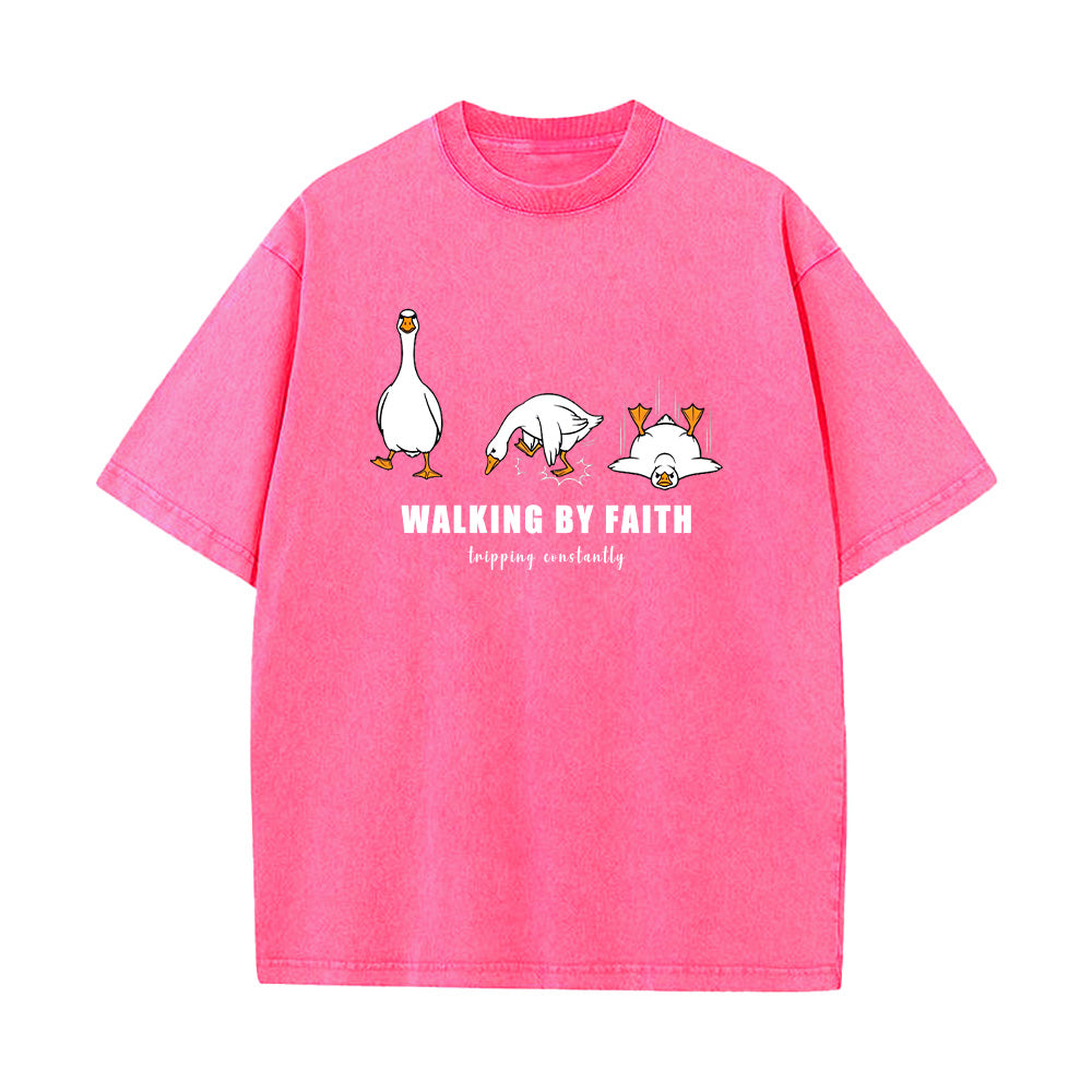Walking By Faith Tripping Constantly Unisex Washed T-shirt