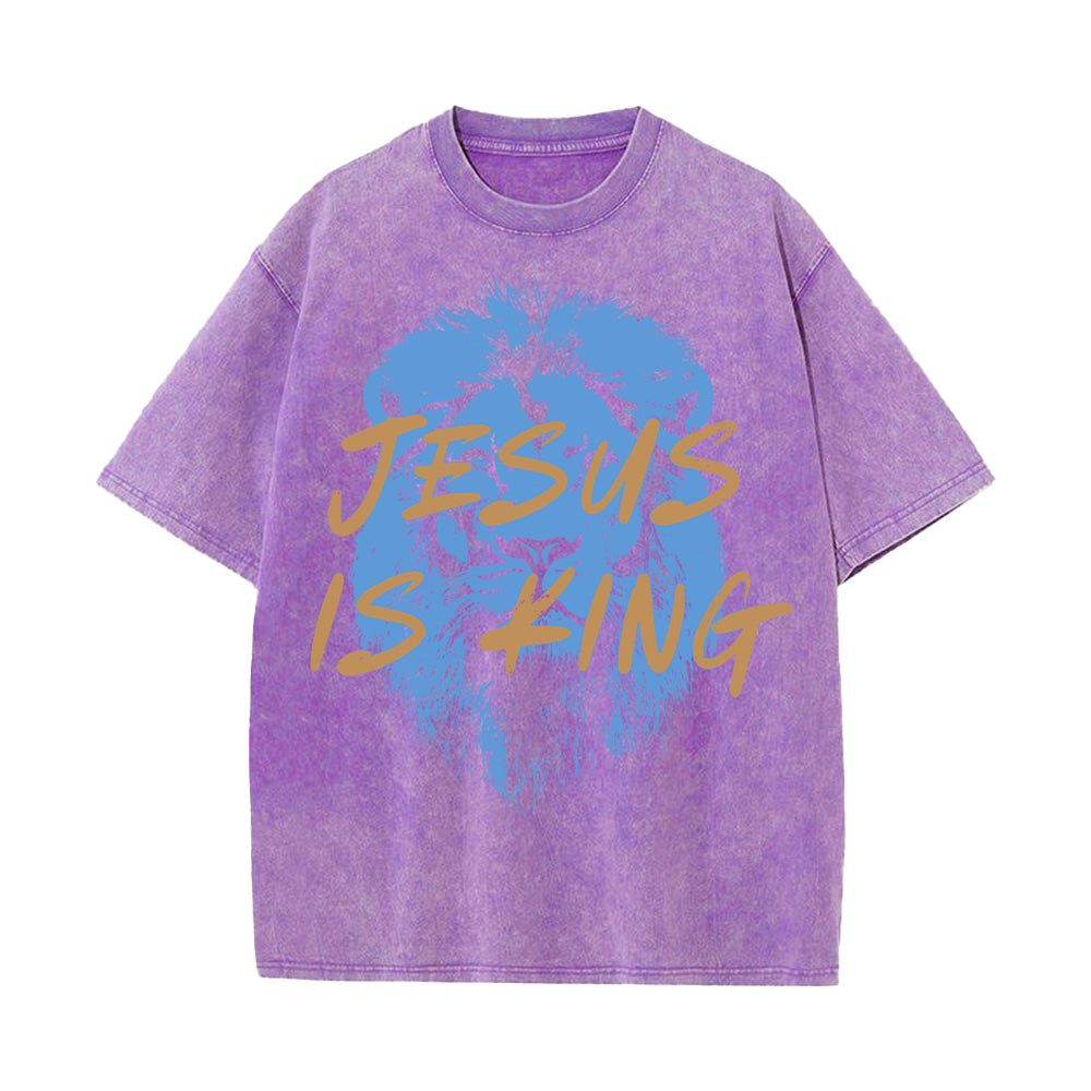 Jesus Is King Christian Unisex Washed T-shirt