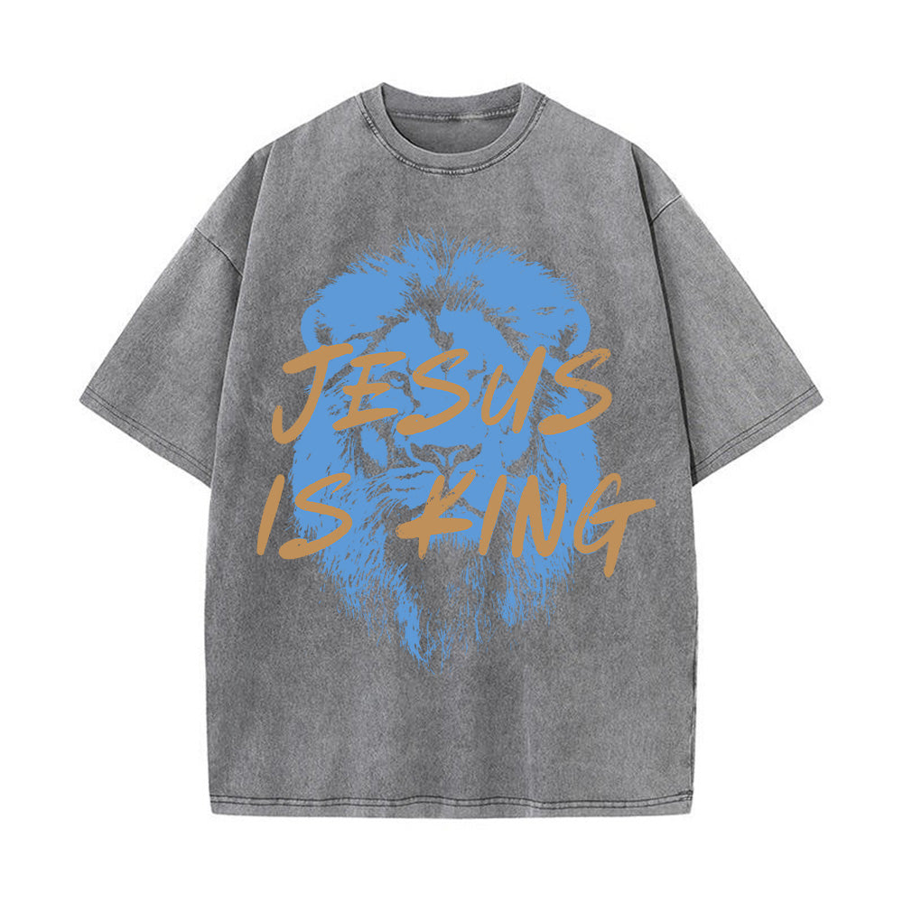 Jesus Is King Christian Unisex Washed T-shirt