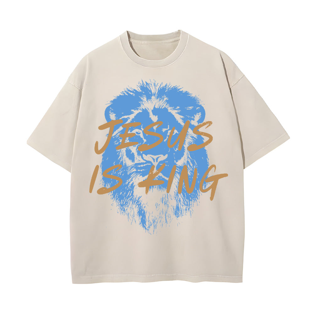 Jesus Is King Christian Unisex Washed T-shirt