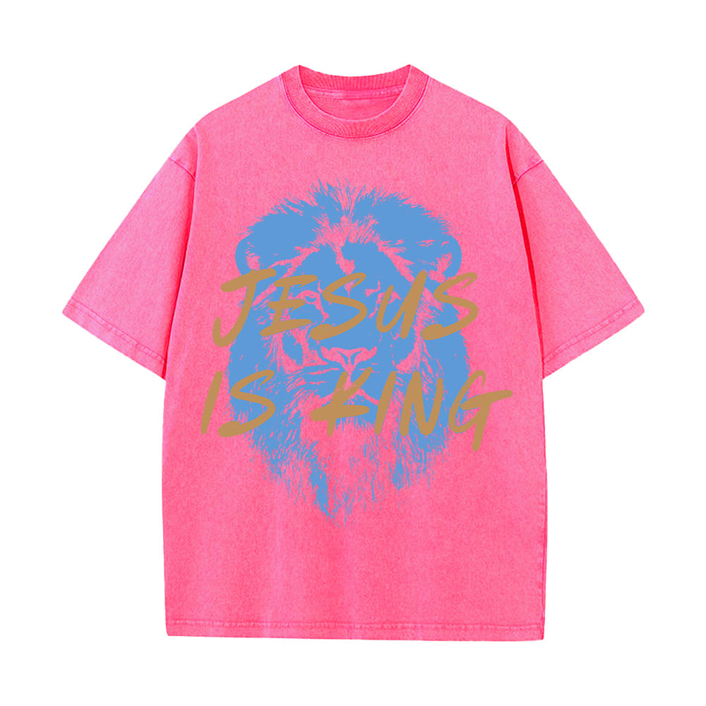 Jesus Is King Christian Unisex Washed T-shirt
