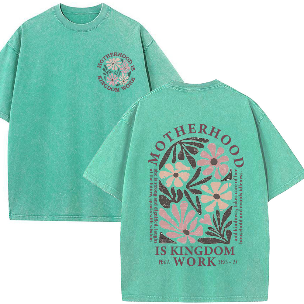 Motherhood Is Kingdom Work Unisex Washed T-shirt
