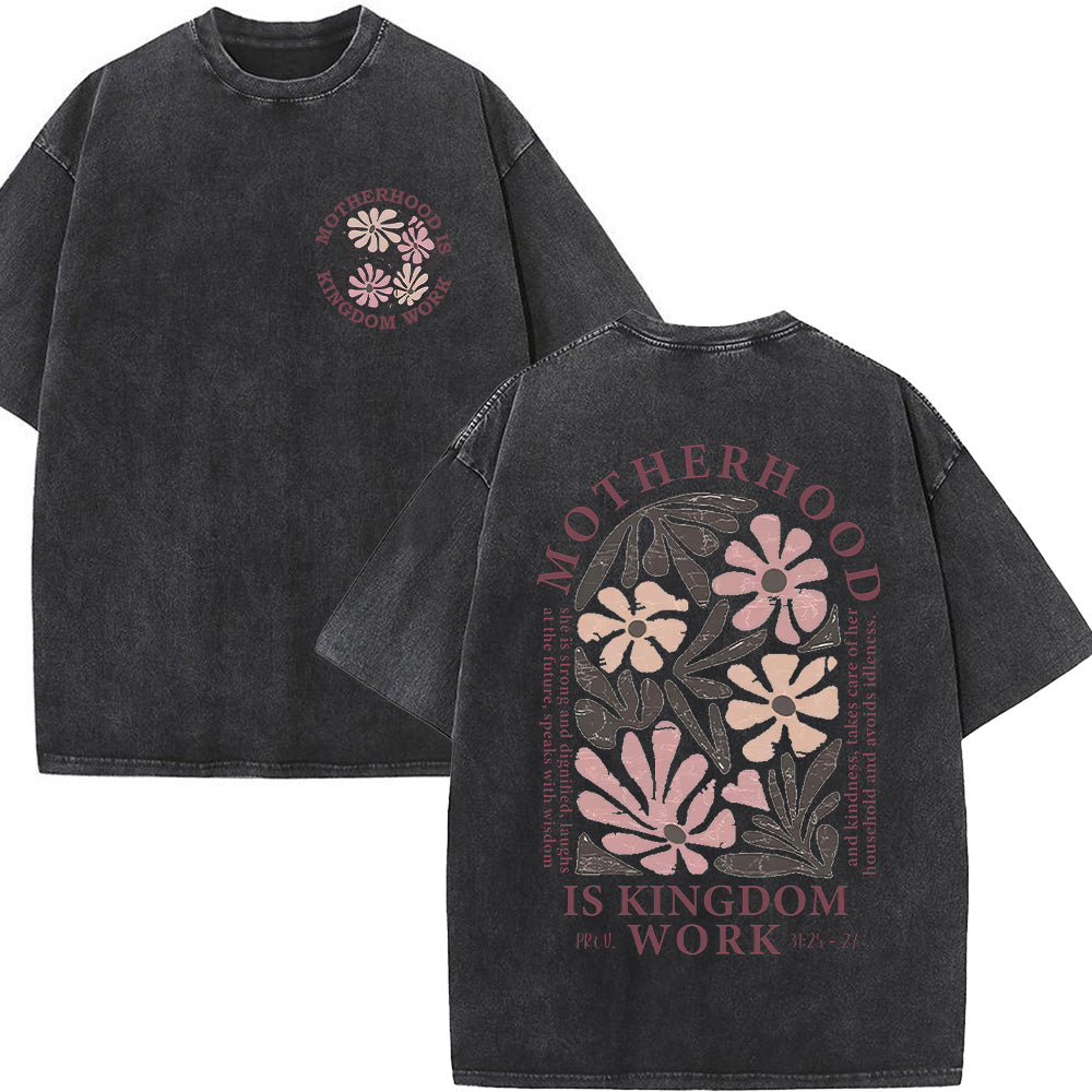 Motherhood Is Kingdom Work Unisex Washed T-shirt