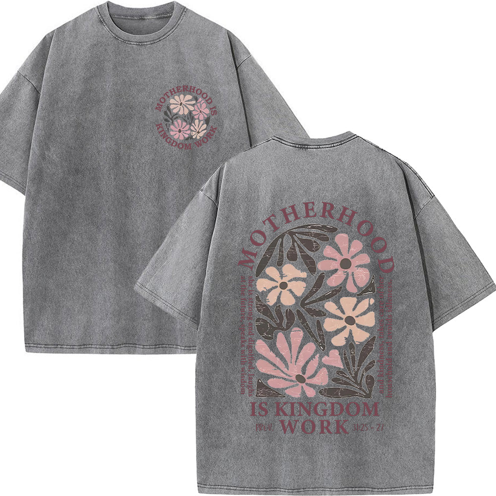 Motherhood Is Kingdom Work Unisex Washed T-shirt