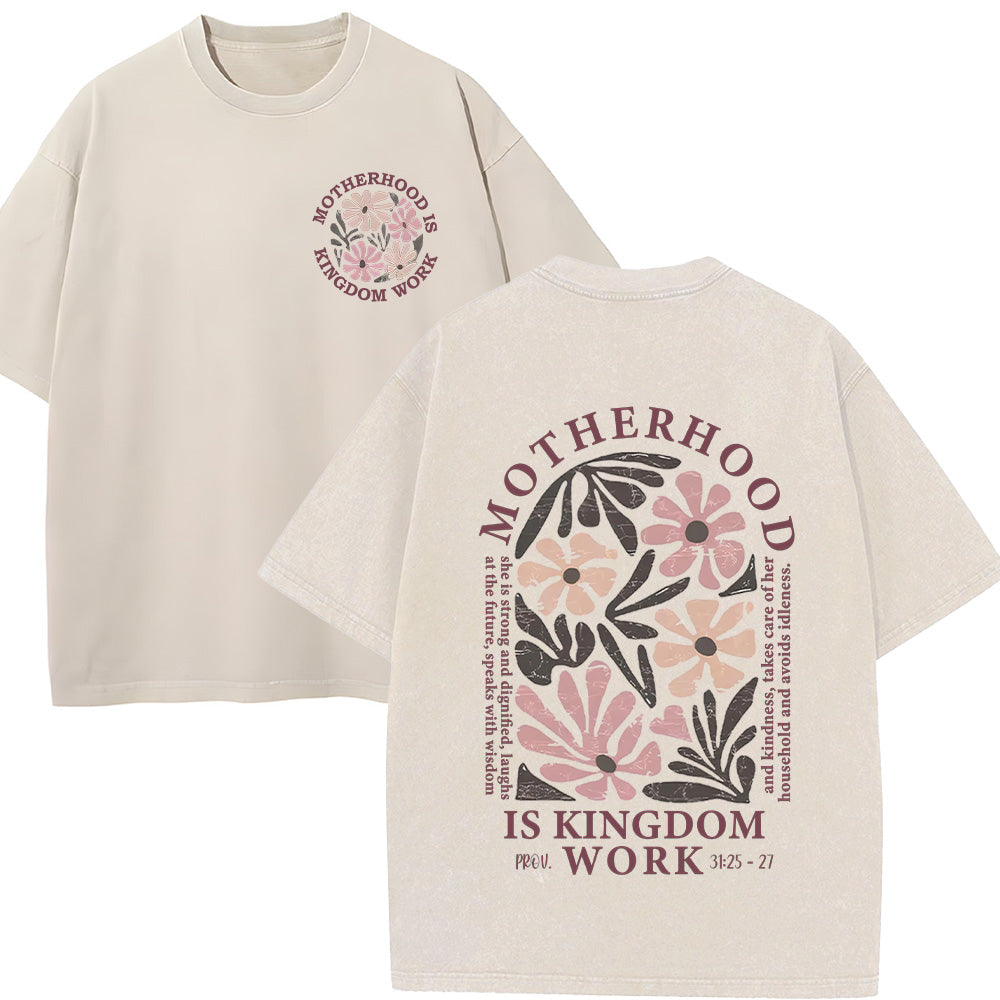 Motherhood Is Kingdom Work Unisex Washed T-shirt
