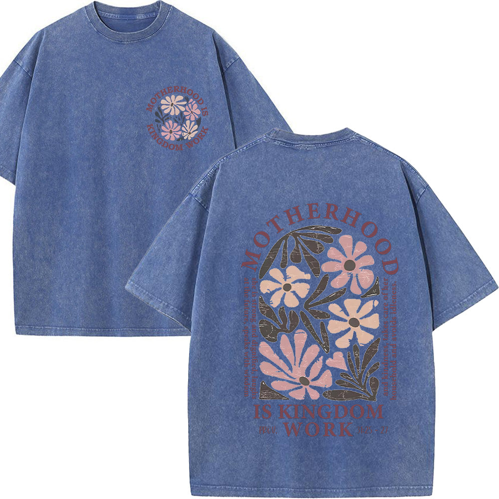 Motherhood Is Kingdom Work Unisex Washed T-shirt