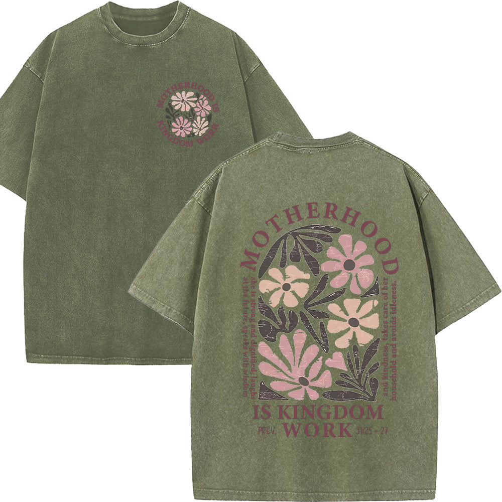 Motherhood Is Kingdom Work Unisex Washed T-shirt