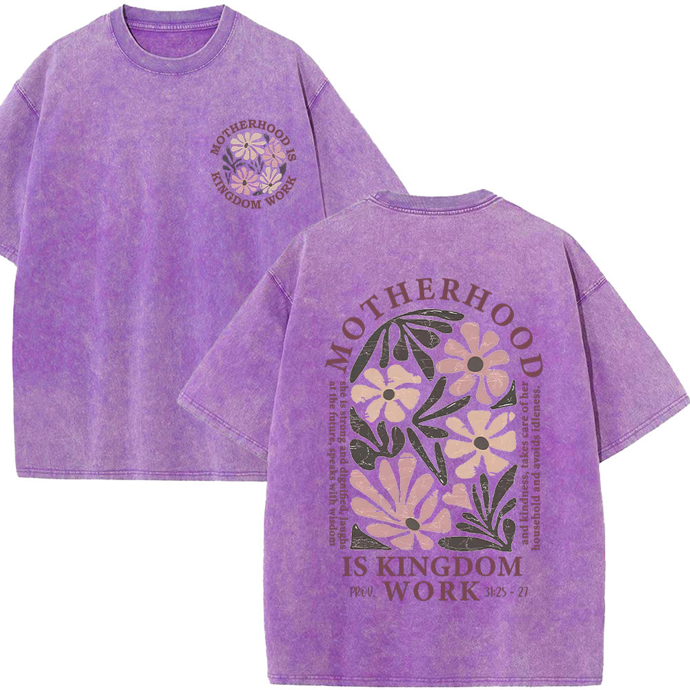 Motherhood Is Kingdom Work Unisex Washed T-shirt
