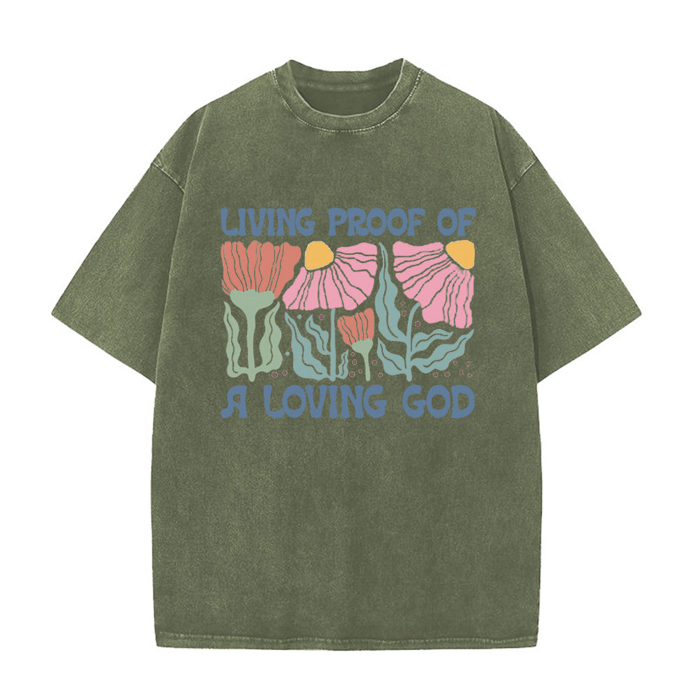 Living Proof of a Loving God Unisex Washed T-shirt