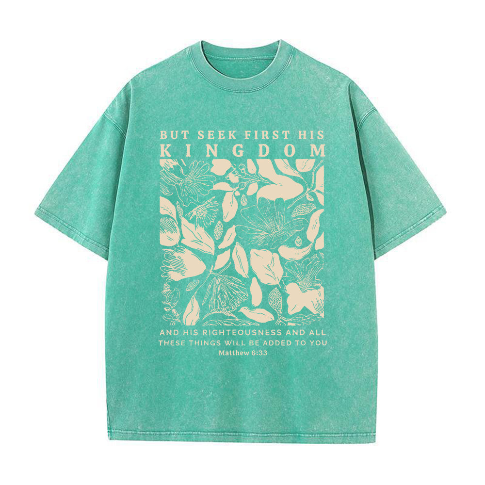 Seek First The Kingdom Christian Unisex Washed T-shirt