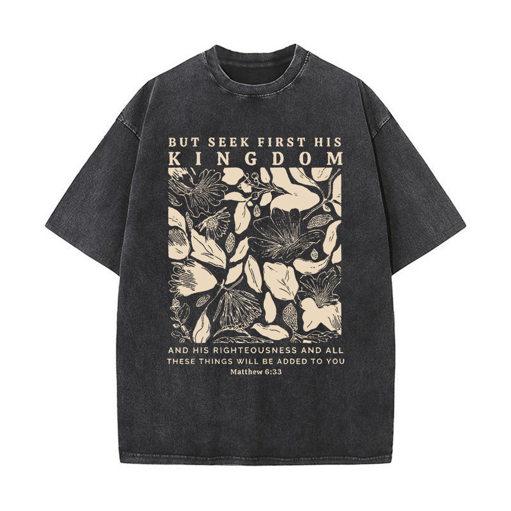 Seek First The Kingdom Christian Unisex Washed T-shirt