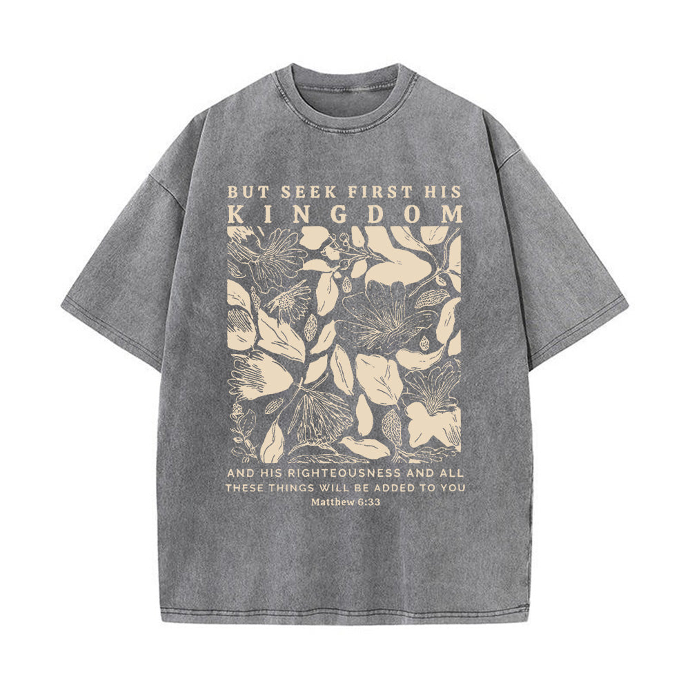 Seek First The Kingdom Christian Unisex Washed T-shirt