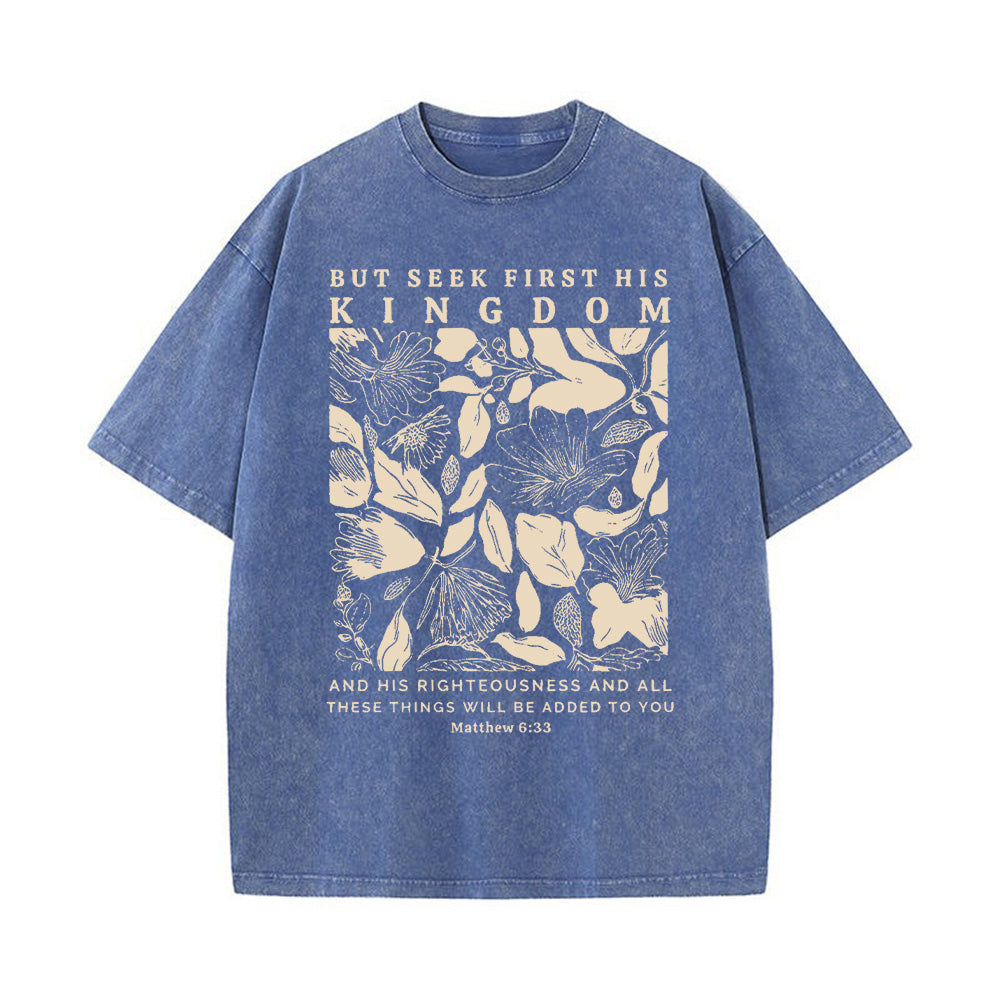 Seek First The Kingdom Christian Unisex Washed T-shirt