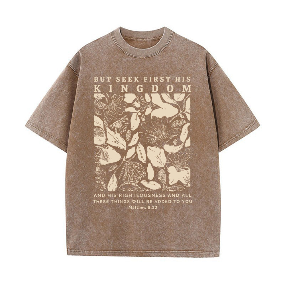 Seek First The Kingdom Christian Unisex Washed T-shirt