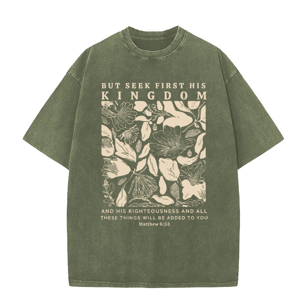 Seek First The Kingdom Christian Unisex Washed T-shirt