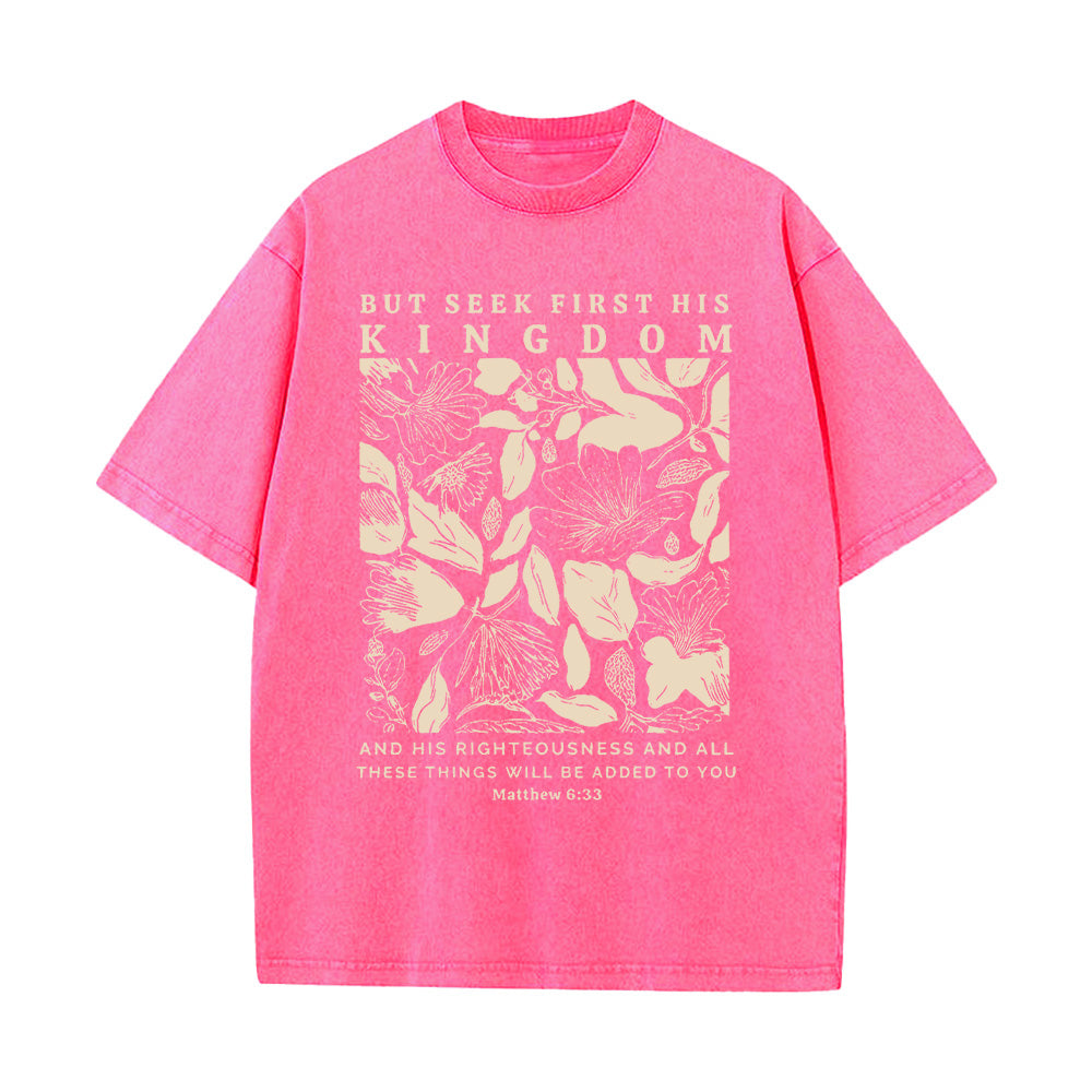 Seek First The Kingdom Christian Unisex Washed T-shirt