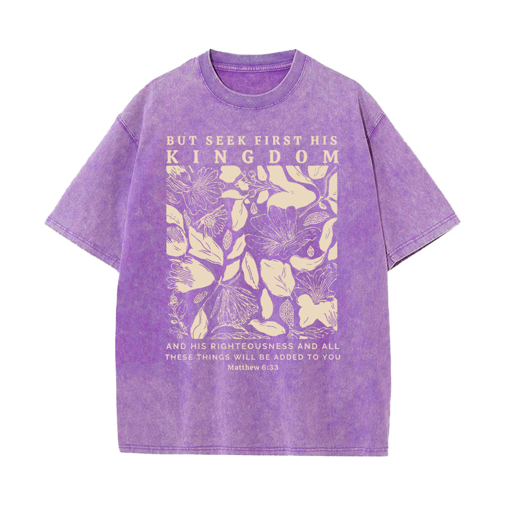 Seek First The Kingdom Christian Unisex Washed T-shirt