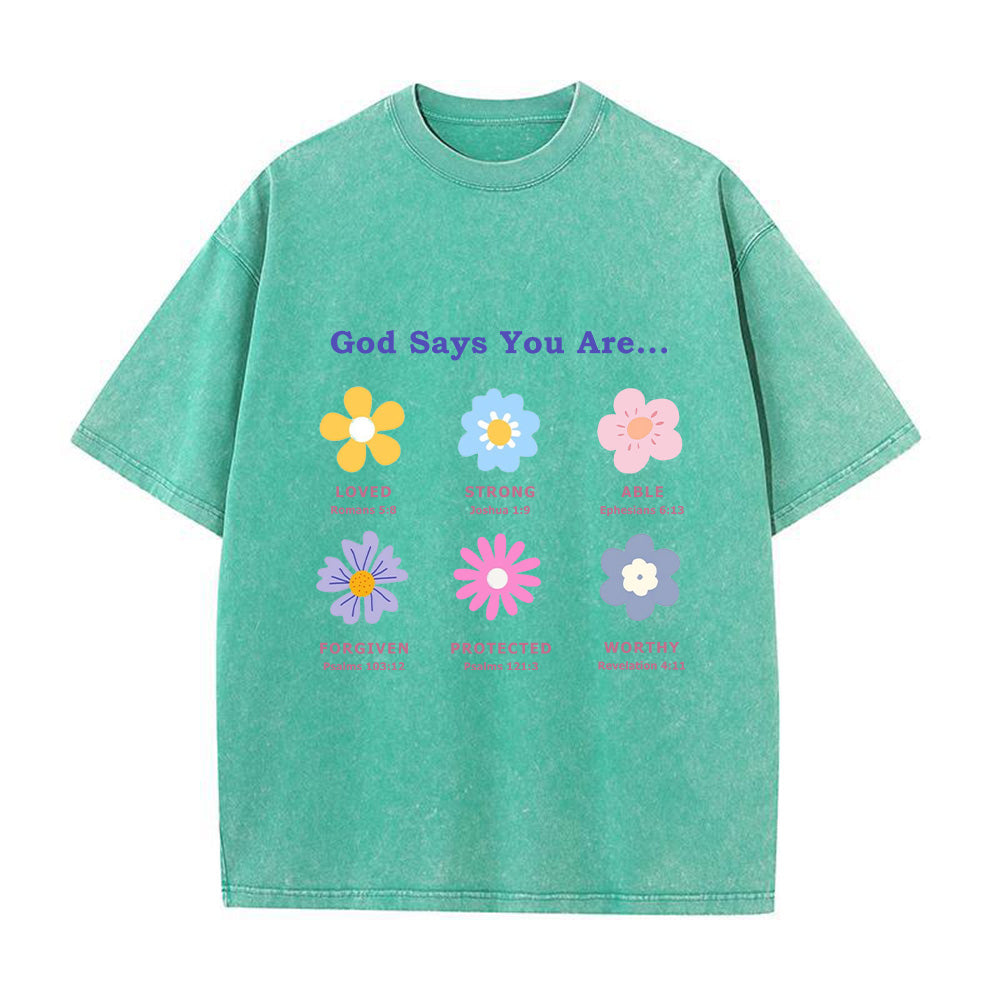 Christian Floral Bible Verse Unisex Washed T-Shirt