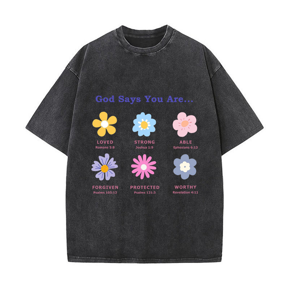 Christian Floral Bible Verse Unisex Washed T-Shirt