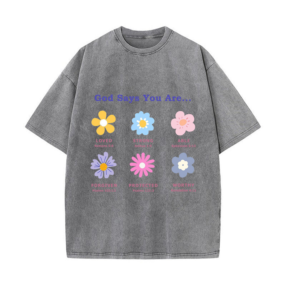 Christian Floral Bible Verse Unisex Washed T-Shirt