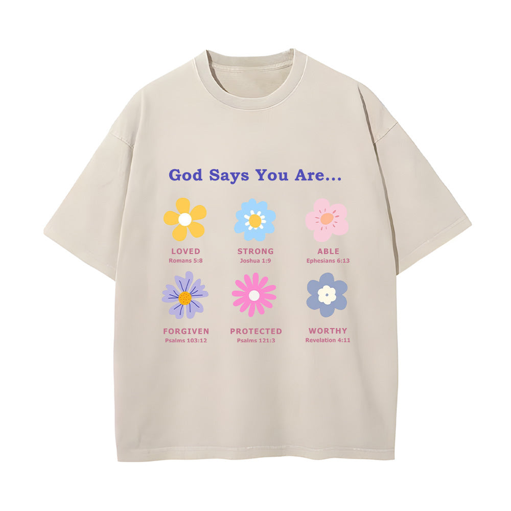 Christian Floral Bible Verse Unisex Washed T-Shirt